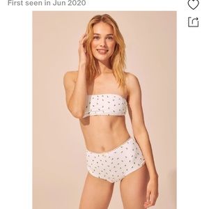 Solid & striped high waisted white and‎ green bikini bottoms size XS